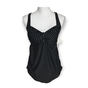 Motherhood Maternity Beach Bump Polka Dot Swimming Tankini Medium New